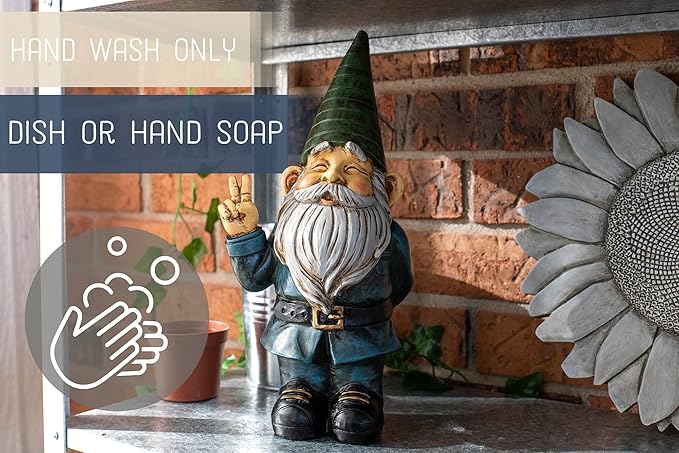 NAT & JULES Peace Gnome Colorful Finish 12 inch Resin Stone Garden Statue