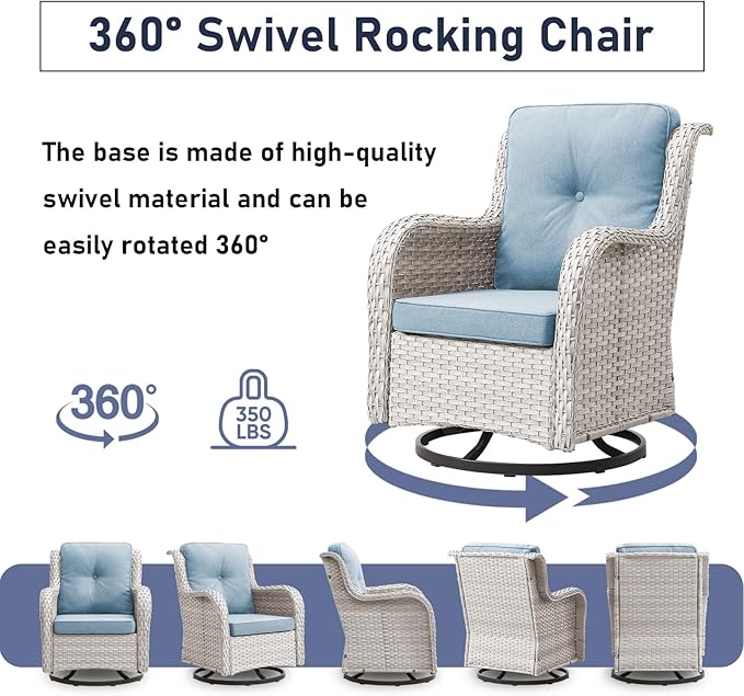 Patio Swivel Rocker Chairs: 5-Piece Set with Wicker Armrests for Outdoor Use, mos071-1 075 078-0
