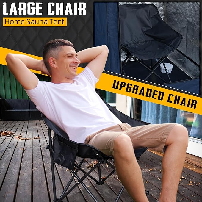 Portable Sauna for Home, 2.6L Steamer Portable Steam Sauna for Home, Personal Sauna with Big Sauna Chair, Remote Control, Oxford Fabric, 2.6’ x 2.6’ x 5.9’, Black, 1000W