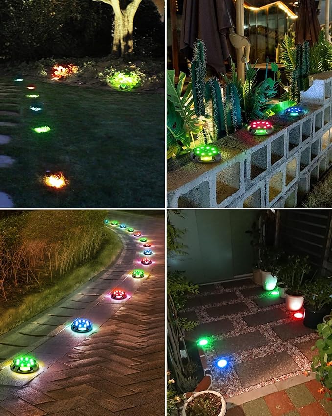 Biling Solar Pathway Lights Outdoor Uplight Sidelight, 8 Packs Multi Color Solar Ground Lights Waterproof for Yard Walkway Garden Halloween Decorations