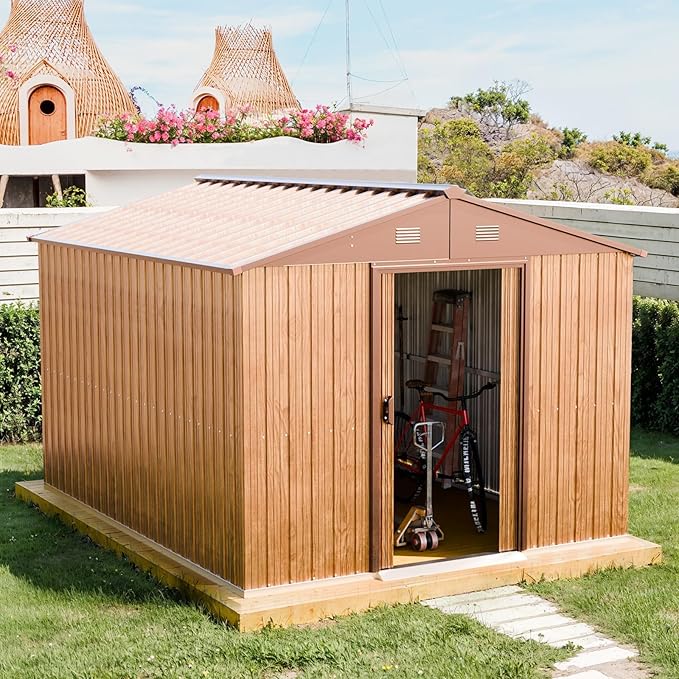 Outdoor Resin Storage Shed 5x4 FT Sheds Kit with Floor Window Lockable Door Included, Waterproof Outside Plastic Sheds for Backyard Garden Patio Lawn Tools