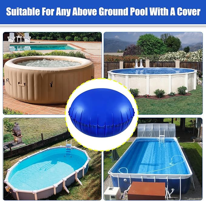 6ft Dia Pool Pillows, Pool Air Pillow, Inflatable Pool Pillows for Above Ground Pools, Winter Swimming Pool Closing Winterizing Kit with Ropes,PVC Ice Equalizer Pillow for Support Swimming Pool Covers