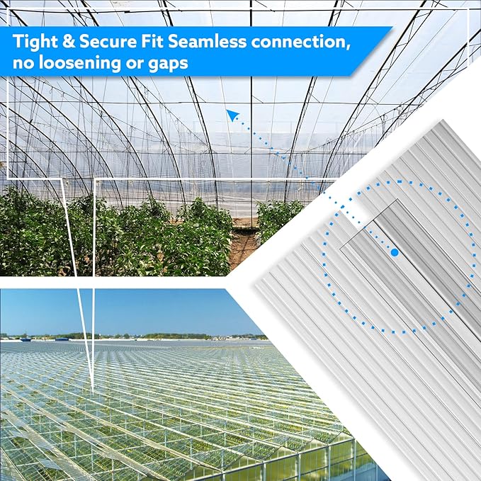Polycarbonate Greenhouse Panel Connectors – 10 Packs, 4FT H Connectors Fits 4 or 6 MM Panels, UV-Resistant Greenhouse Joining Strips for DIY Garden Greenhouses and Cold Frames