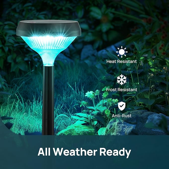 Linkind Solar Pathway Lights 8 Pack, Color Changing Christmas Decorations Outdoor Waterproof, Multicolor Warm Cool White Solar Christmas Lights for Walkway Yard Garden Landscape