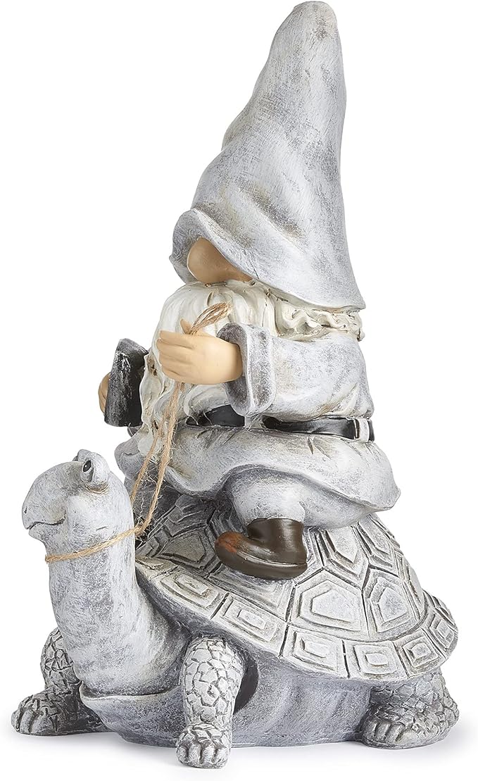 Roman Giftware Inc., Garden Collection, Gnome Riding Turtle Statue, 11.5" H, Decorative, Garden Gift, Home Outdoor Decor