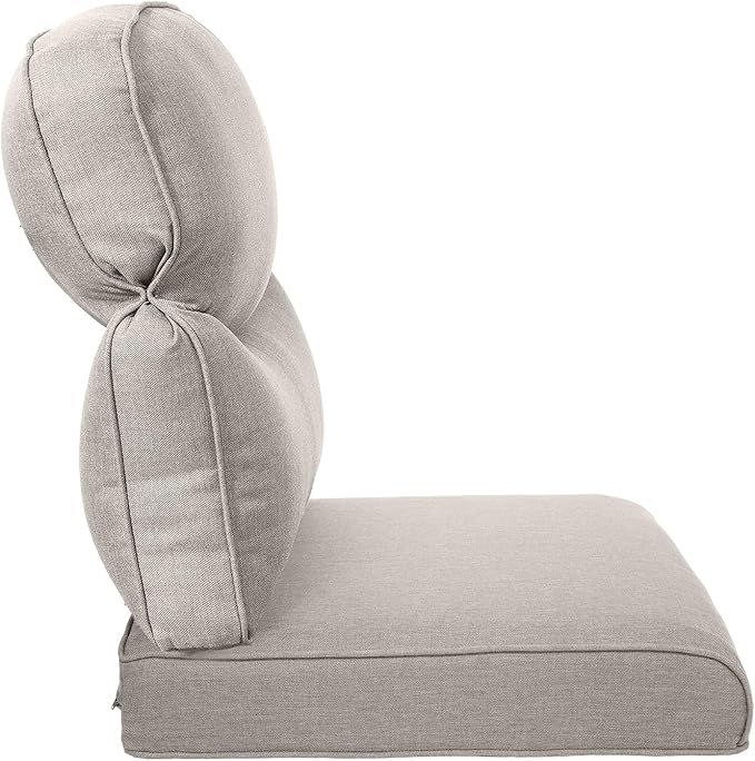 Pop 22x25/22x24 Outdoor Chair Cushions Set of 4 - Heavy Duty High Back Replacement Zippered Cushion for Patio Furniture Set Dining Rocking Chairs Loveseat L-Shape Sofa - Beige/Smile