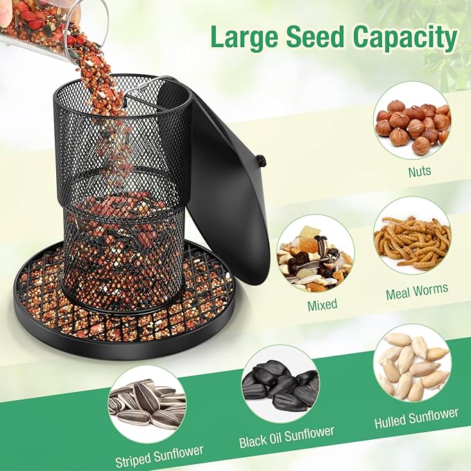 Bird Feeder for Outdoor Hanging, Large Squirrel Proof Birdfeeders - Heavy Duty Metal Bird Feeders for Outside Hanging, 4 Lb Large Capacity Birdfeeder to Attracting Birds