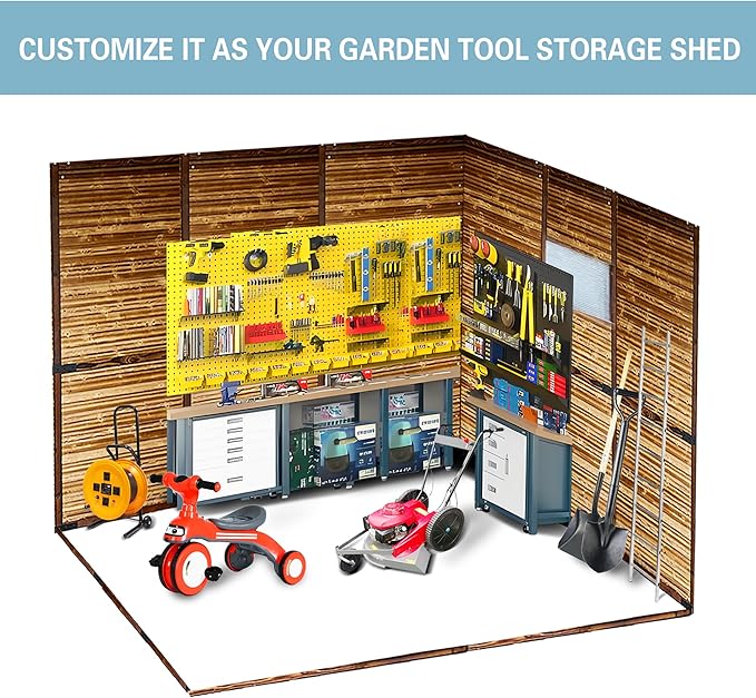 Shed 8' x 8' Storage Shed, 8x8 FT Wood Sheds & Outdoor Storage Clearance, Utility and Tool Garden Shed, Waterproof Storage Shed Large with Lockable Doors for Backyard, Patio, Outside