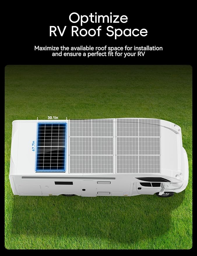 200 Watt Solar Panel,25.4% High Efficiency Perovskite Solar Cells,10BB Hidden Busbar Technology,12v/24v Solar Panels for Rv Camper Boat Caravan Off-Grid Applications(200W)