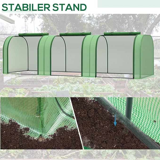Mini Greenhouse with Roll-Up Zipper Door, Heavy Duty PE Cover, Sturdy Steel Frame, Portable Garden Plant Tent for Indoor Outdoor, Balcony, Patio, Seedlings, Fruits & Vegetables, 297x100x80Cm