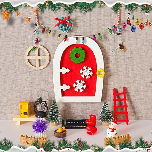 20 Pcs Christmas Girl Fairy Doors Decorations Enchanted Doors Tiny Outdoor Xmas Decor Miniature Magical Door for Fairies Special Entry Tiny Miniature for Xmas Accessories Fairy Tale