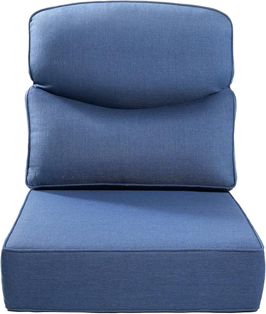Luxury 22x24/22x25 6-Inch Smile Outdoor Cushions - 1 Set Deep Seat Water-Repellent Patio Furniture Replacement Cushion for Wicker Rattan Wood Metal Chair Rocker Loveseat Sofa - Navy Blue