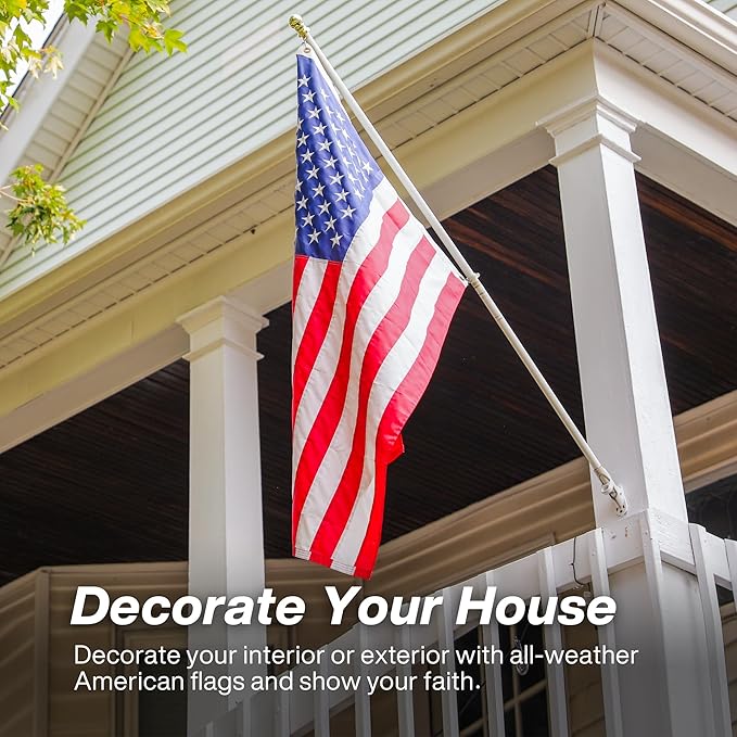 American Flag 2.5x4 ft Outdoor Long Lasting US Flag, Heavy Duty Polyester, Embroidered Stars, Sewn Stripes, Brass Grommets, UV Protection Perfect for Outdoors! USA Flag