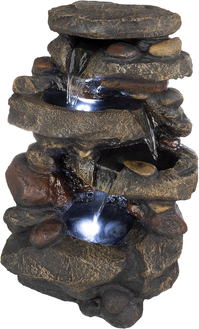 Go Yard Stone Waterfall Fountain with LED Lights