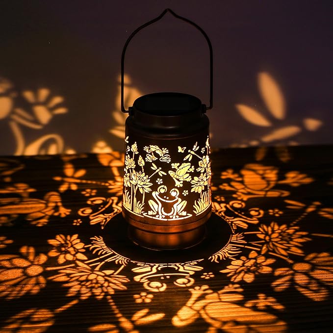 Frog Solar Lanterns Outdoor Waterproof - Decorative Hanging Solar Lights for Garden Patio, Gifts for Women, Men, Frog Lovers, Yard Table Lawn Porch Pathway Decor