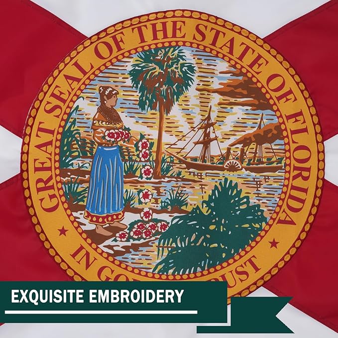 ROTERDON Florida Flag 3x5 Outdoor, 210D Heavy Duty FL State Flags Outside, Embroidered Stars and 2 Stitch Hemmings, Double Sided Banner with 2 Brass Grommets