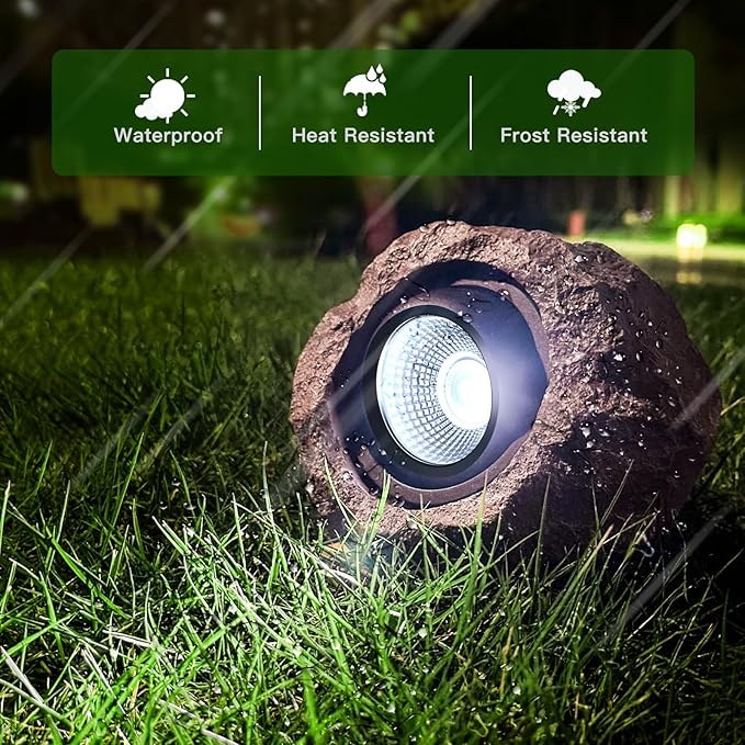 Solar Rock Lights Outdoor, 4 Pack Solar Spotlights Outdoor Waterproof Super Bright Rock Light, Adjustable Light Angle Landscape Rocks for Decks Yard Pathway Walkway Patio Lawn