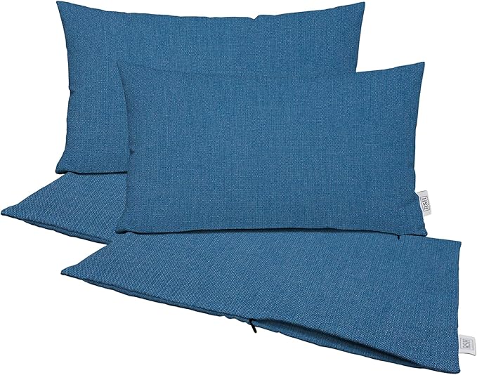 RSH DECOR: Sunbrella Pillow Covers Set of 4 | Covers Only - 20" x 12" | Outdoor Lumbar Pillow Covers Crafted with Sunbrella Performance Fabric | Canvas Regatta
