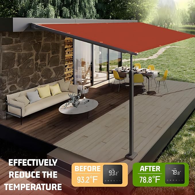 SUNNY GUARD Shade Cloth Custom Size 11x17 FT Sun Shade Screen Fabric Shade Cover Tarp with Grommets for Pergola Backyard Garden, Terra(We Customized)