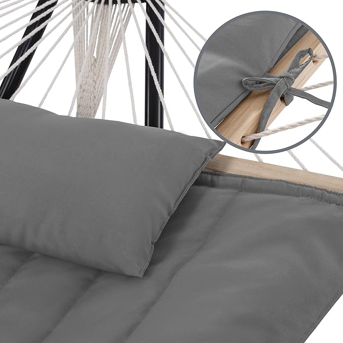 SUNCREAT 15 FT Hammocks for Outside, Two Person Hammock for Patio, Garden, Porch, Outdoor, Light Gray