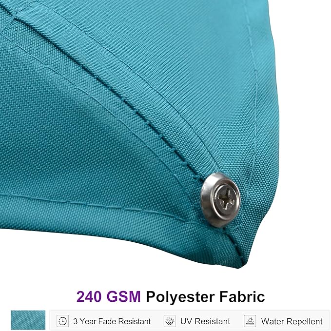 PURPLE LEAF 10 FT Square Patio Cantilever Umbrella Large Outdoor Aluminum Offset Umbrella with 360-degree Rotation for Garden Deck Backyard Pool, Turquiose Blue