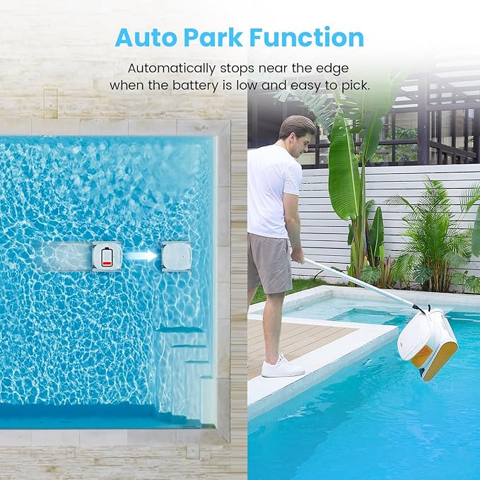 Hydro3 Robotic Pool Cleaner, 150W Cordless Pool Vacuum for Inground/upground Pool Max 861-1070 sq.ft, 200mins Runtime, 2xBrushless-Motor, 4.1L Filter Basket, Wall Climing/Waterline Clean