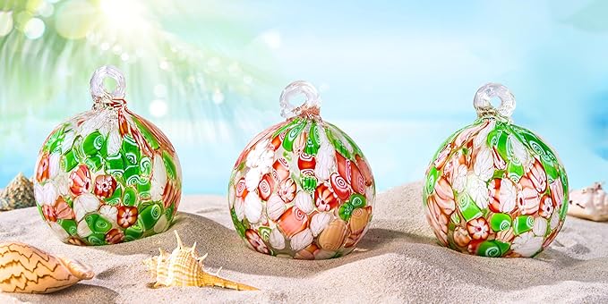 Hand Blown Glass Witch Ball,Glass Ornament Hanging Garden Gazing Ball Indoor Outdoor Home Décor. (3)