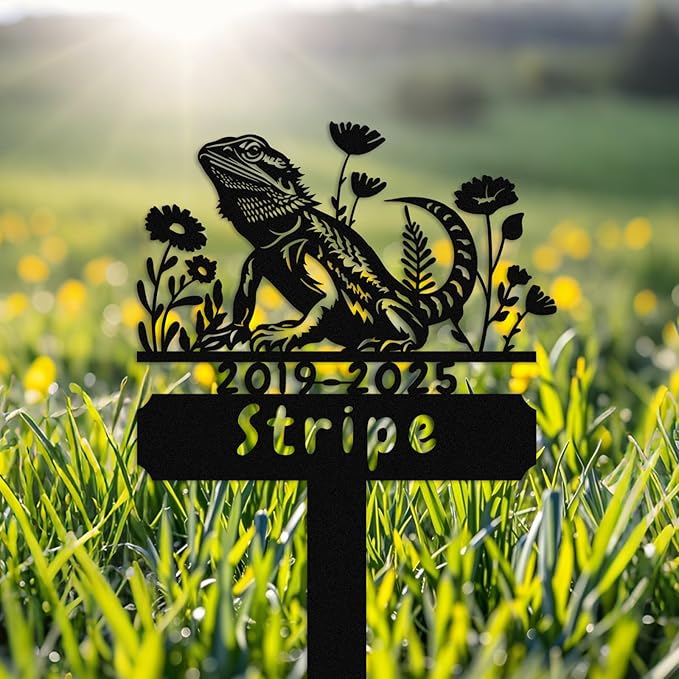 Custom Lizard Grave Marker,Personalized Pet Gecko Memorial Garden Stake,Pet Memorial Gift,Remembrance Stake,Loss of Lizard Gecko Iguana,Sympathy Sign Lizard 16inch