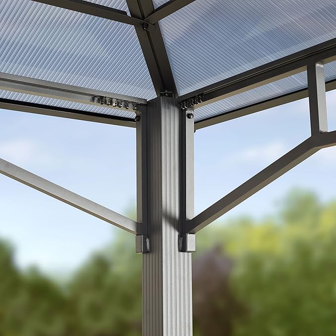 TOOLPORT Hardtop Gazebo 13x13 ft with Aluminum Frame and Approx. 8 mm Polycarbonate Roof