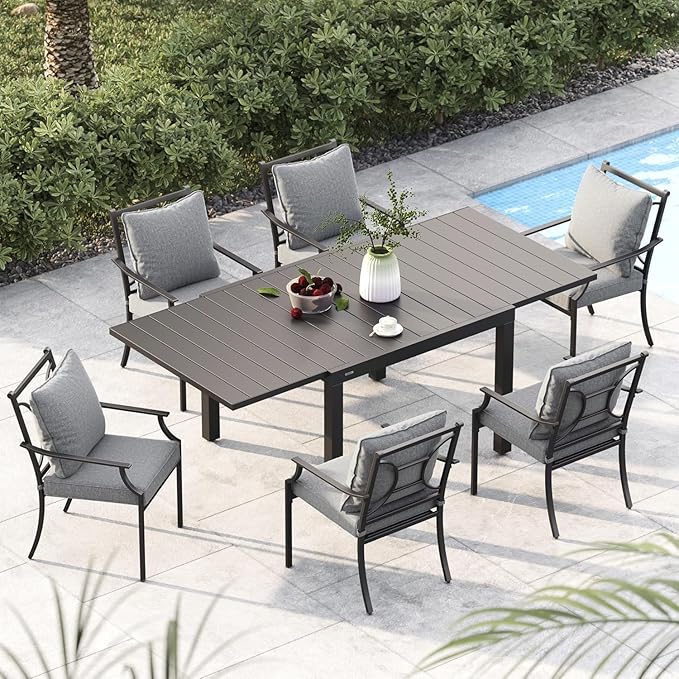 Grand patio Dining Chairs Set of 2，Outdoor Fixed Patio Dining Chairs Set of 2，Fixed Dining Chair，Outdoor Dining Chairs with Grey Cushions, Patio Chairs for Outside, Garden Lawn Porch, Backyard