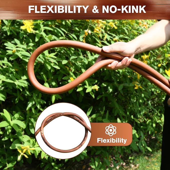 Heavy Duty Garden Hose 5/8" x 75ft, Flexible Lightweight Water Hose, Hybrid Rubber, NO Kink, 650 Burst PSI, Male to Female Fittings
