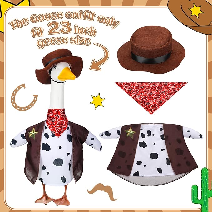 Halloween Goose Outfits for 23'' High Cement or Plastic Porch Lawn Goose Clothes for Garden Yard