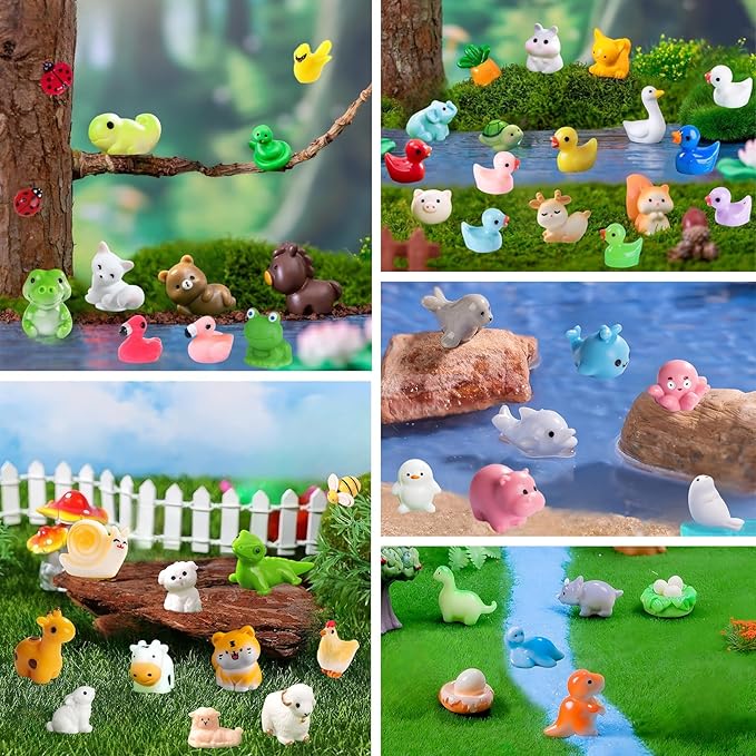 50 Pcs Mini Resin Animals Variety Pack for Miniature Dollhouse Fairy Garden Accessories Home Landscape Aquarium Hide DIY Craft Gifts Party Favors