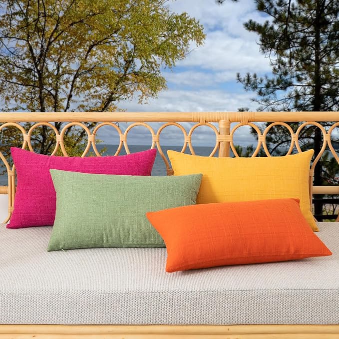 Kevin Textile Pack of 2 Outdoor Waterproof Pillow Covers Decorative Farmhouse Throw Pillow Covers Spring Checkered Couch Pillow Covers Spring for Patio Tent Bed Sofa Living Room 24x24 Inch Sage Green