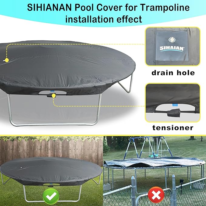 15 Ft Pool Cover, with Automatic Drain Round Pool Cover, One-Piece Quick Installation and Removal Above Ground Pool Cover, Preventing Waterlogging, UV Protected Solar Swimming Pool Cover