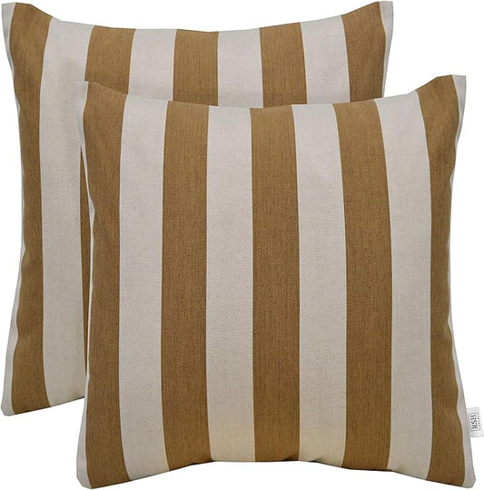 RSH DECOR: Sunbrella Square Throw Pillows Set of 2 | 17" x 17" | Water and Fade-Resistant Performance Fabric | Outdoor Pillow Covers with Down-Alternative Inserts | Maxim Heather Beige
