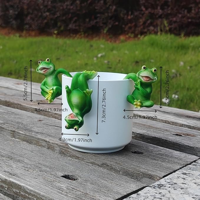 3 PCS Playful Frog Statues Pot Hugger Decorations for Plant, Miniature Frog Figurines,Women Gifts,Garden Decor Outdoor, Suitable for Flower, Courtyard and Lawn Decorations