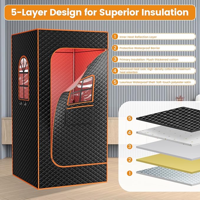 DoCred Infrared Sauna Box,Portable Sauna for Home, Upgraded Personal Steam Saunas with 3L Steamer, Folding Chair, Extra Large Size Foldable Home Sauna, Full Body Sauna Tent for Relaxation Spa