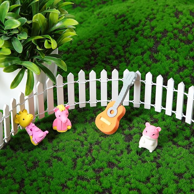 Kigley 6 Pcs 40 Inch Fairy Fence Wood Miniature Garden Picket Fence Decorations for DIY Plant Pot House Home Dollhouse Outdoor Diorama Project(White)