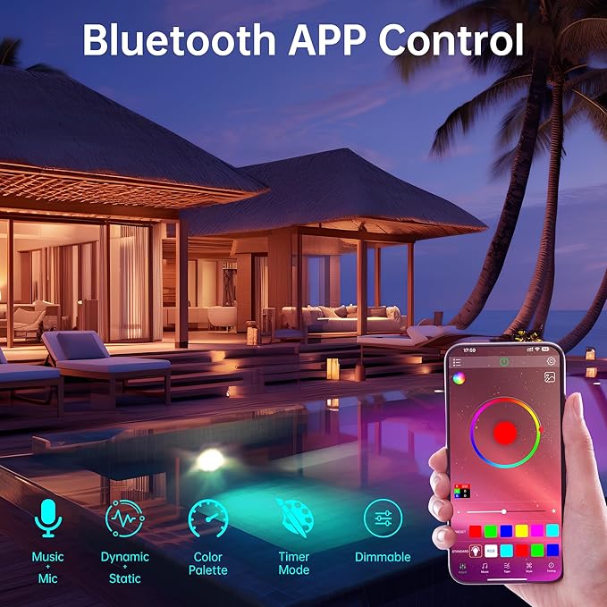 Venste 10 Inch Multicolor Smart Pool Light with 50 Foot Cord for Swimming Pool