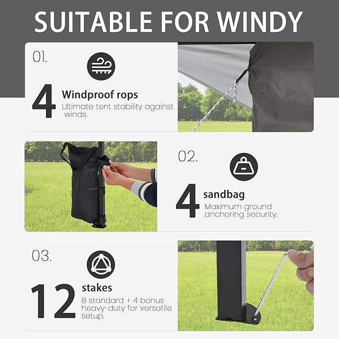 Bezseller 13x13 Pop Up Gazebo Tent with Mosquito Netting – Quick Set Up, Water-Resistant Outdoor Canopy for Patio, Garden, Backyard, and More,Deep Grey