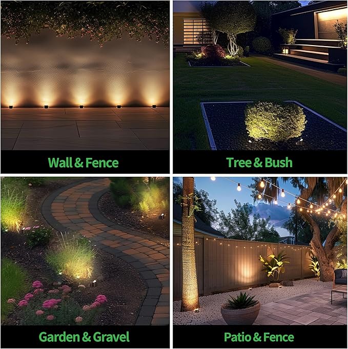 Ground Well Lights, Landscape LED Low Voltage Inground Lights, Outdoor Waterproof IP67, 12V Wired Aluminum Half Sided ORB for Backyard Wall 6W 420LM 8 Pack