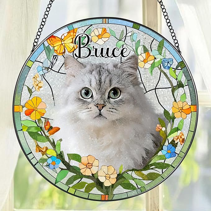 Personalized Pet Suncatcher, Loss of Pet Sympathy Gift Dog, Dog Memorial Gifts, Cat Memorial Gift, Pass Away, Remembrance, Bereavement Gifts for Dogs Lovers or Cats Lovers - Pattern B