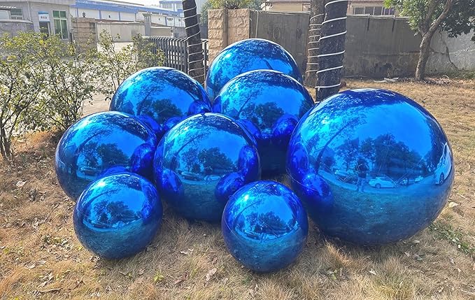 Big Shiny Balls Giant Inflatable Mirror Balls for Events & Decor - Party, Advertising, Shows, Stage Decoration - Hanging & Standing-Various Sizes & Colors - Blue (2.5m/8.2ft)