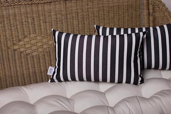 RSH DECOR: Sunbrella Pillow Covers Set of 2 | Covers Only - 20" x 12" | Outdoor Lumbar Pillow Covers Crafted with Sunbrella Performance Fabric | Shore Classic