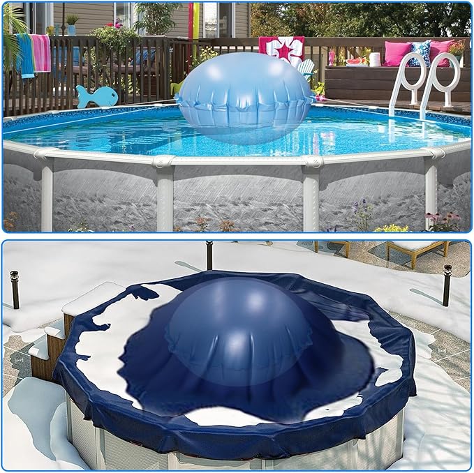 5ft Dia Pool Pillows, Pool Air Pillow, Inflatable Pool Pillows for Above Ground Pools, Winter Swimming Pool Closing Winterizing Kit with Ropes,PVC Ice Equalizer Pillow for Support Swimming Pool Covers