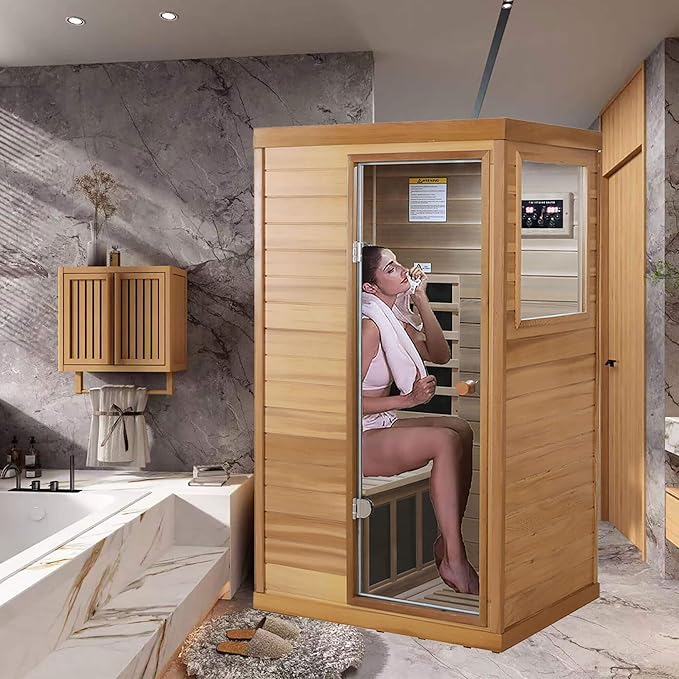 Saunas 909Mini Far Infrared Sauna, Indoor Dry Sauna (Red Cedar, 1 Person Mini Size Right Door)
