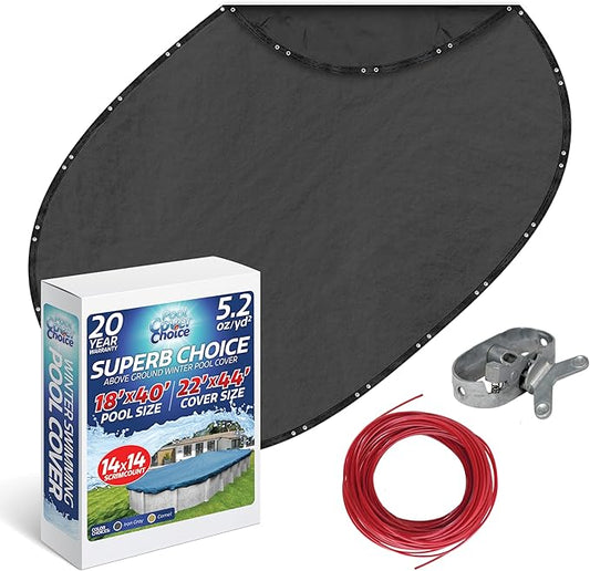 Winter Swimming Pool Cover for 18 ft x 40 ft Aboveground Oval Pool Size, Superb Choice Series, Solid Material, Color - Iron Gray, Pool Cover Choice 511840-4CHOICE