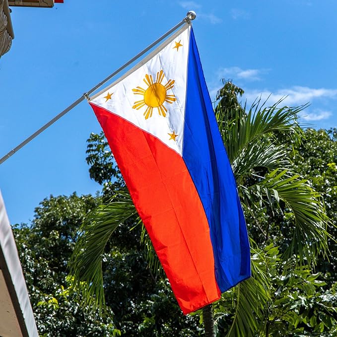 Philippines Filipino Flag 3x5 ft Outdoor, Double Sided 3 Ply Heavy Duty National Flag for PH, 100% Quality Polyester Filipino Banner with Brass Grommets 4 Rows Stitches