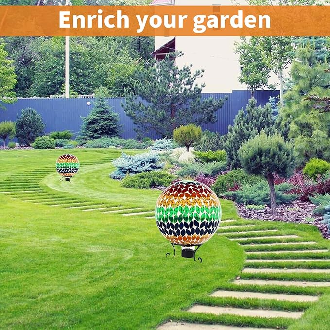 Kesywale Metal Gazing Ball Stand for 10 or 12 Inch Outdoor Garden Gazing Globes and for Plant or Flowerpot Holder, Birdbath Bowl Stand, 5 Inch Tall (8 inch)